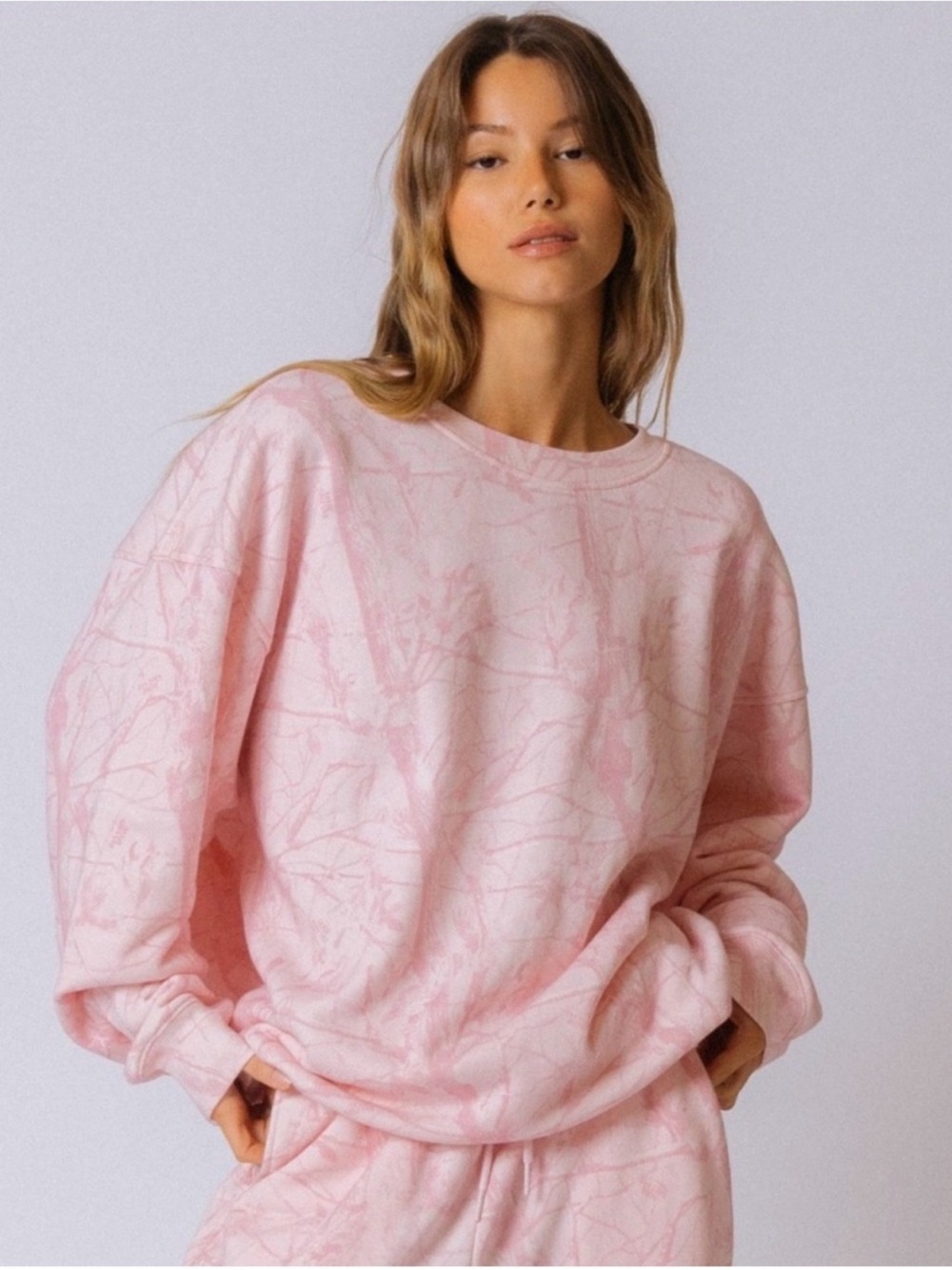 DAIRY BOY Oversized Crewneck in Pink Bubblegum Camo White Puff